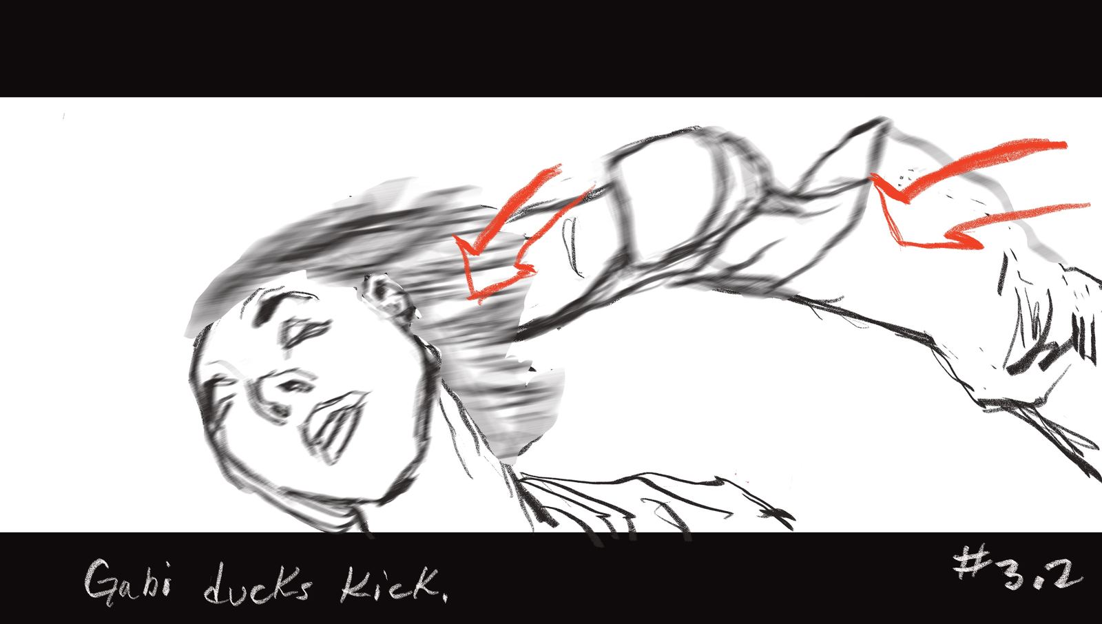 Copper storyboard: Gabi ducks a kick
