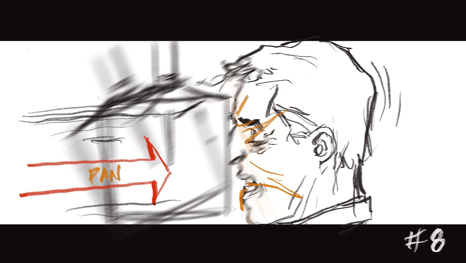 Copper storyboard: the camera pans to a close-up